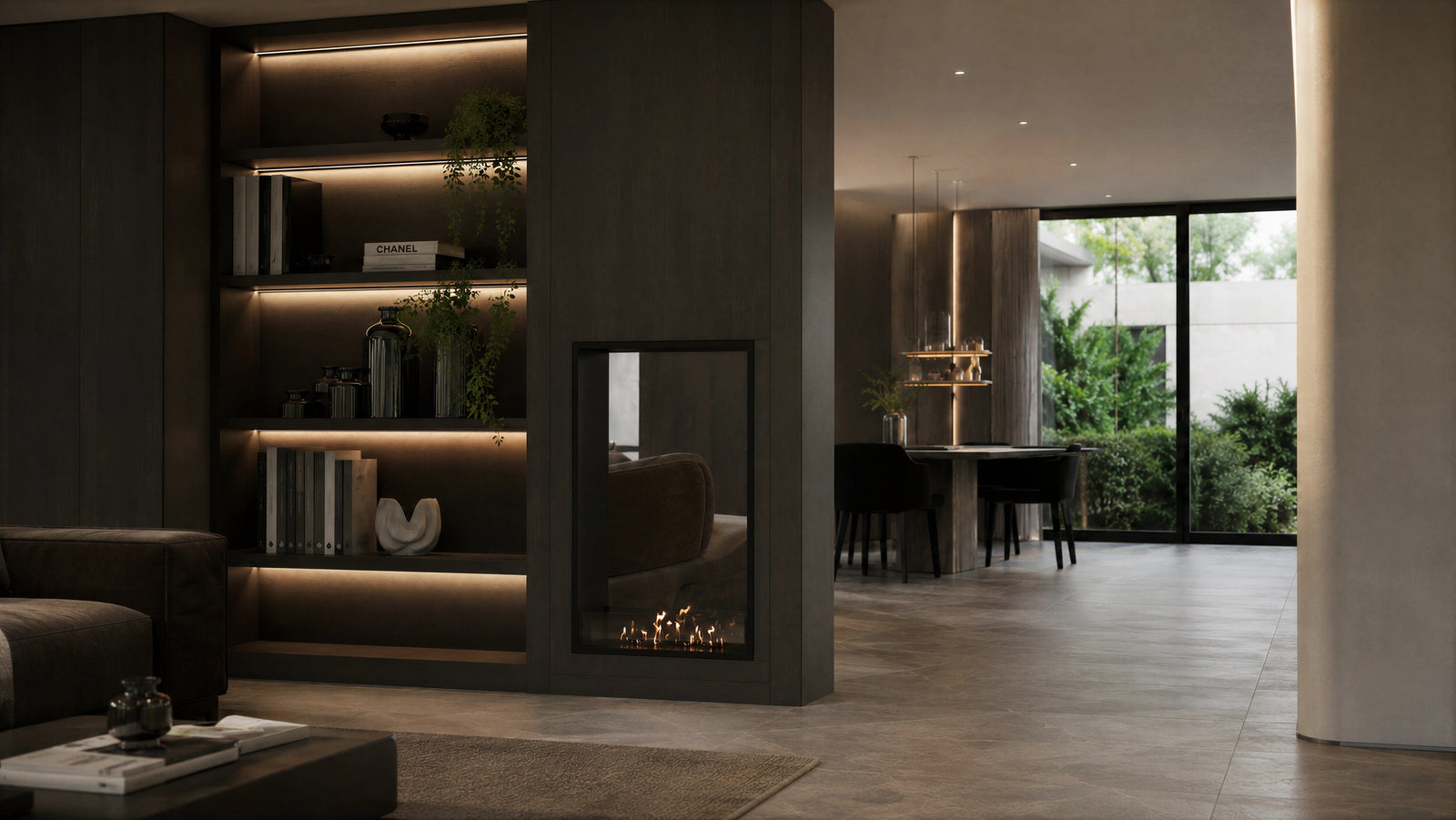 Fame Vertical See-Through Bio Ethanol Fireplace 90 x 200 cm