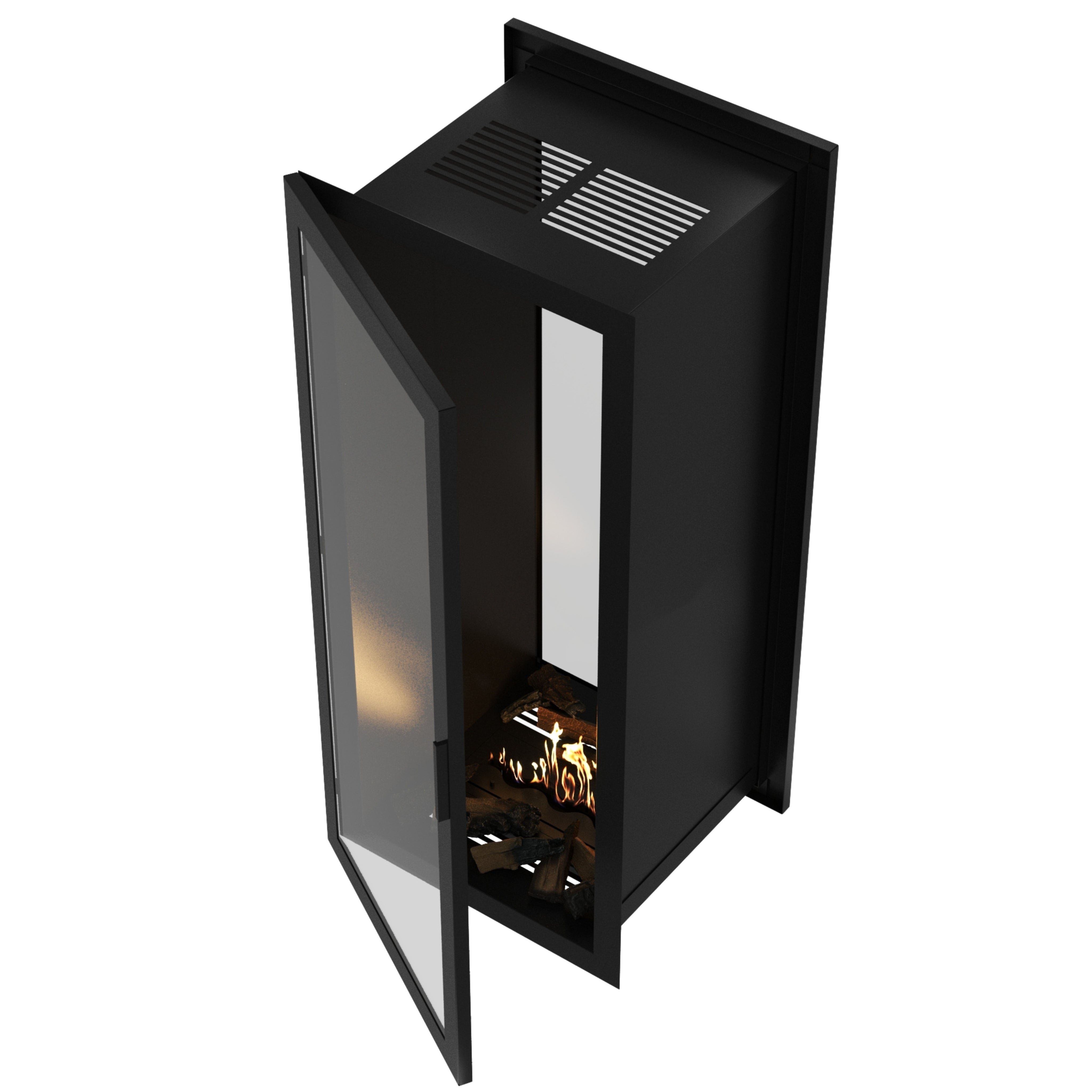 Image of Fame Vertical See-Through Fireplace Full Glass 70 x 200 cm
