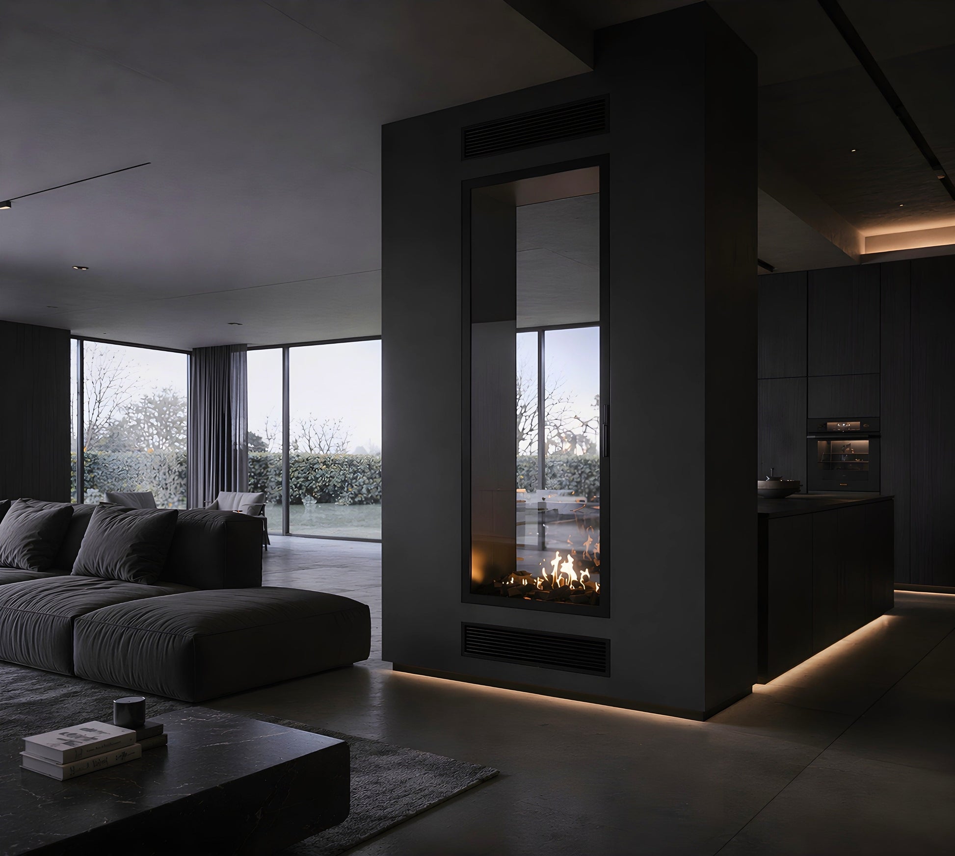 Fame Vertical See-Through Fireplace Full Glass 100 x 100 cm