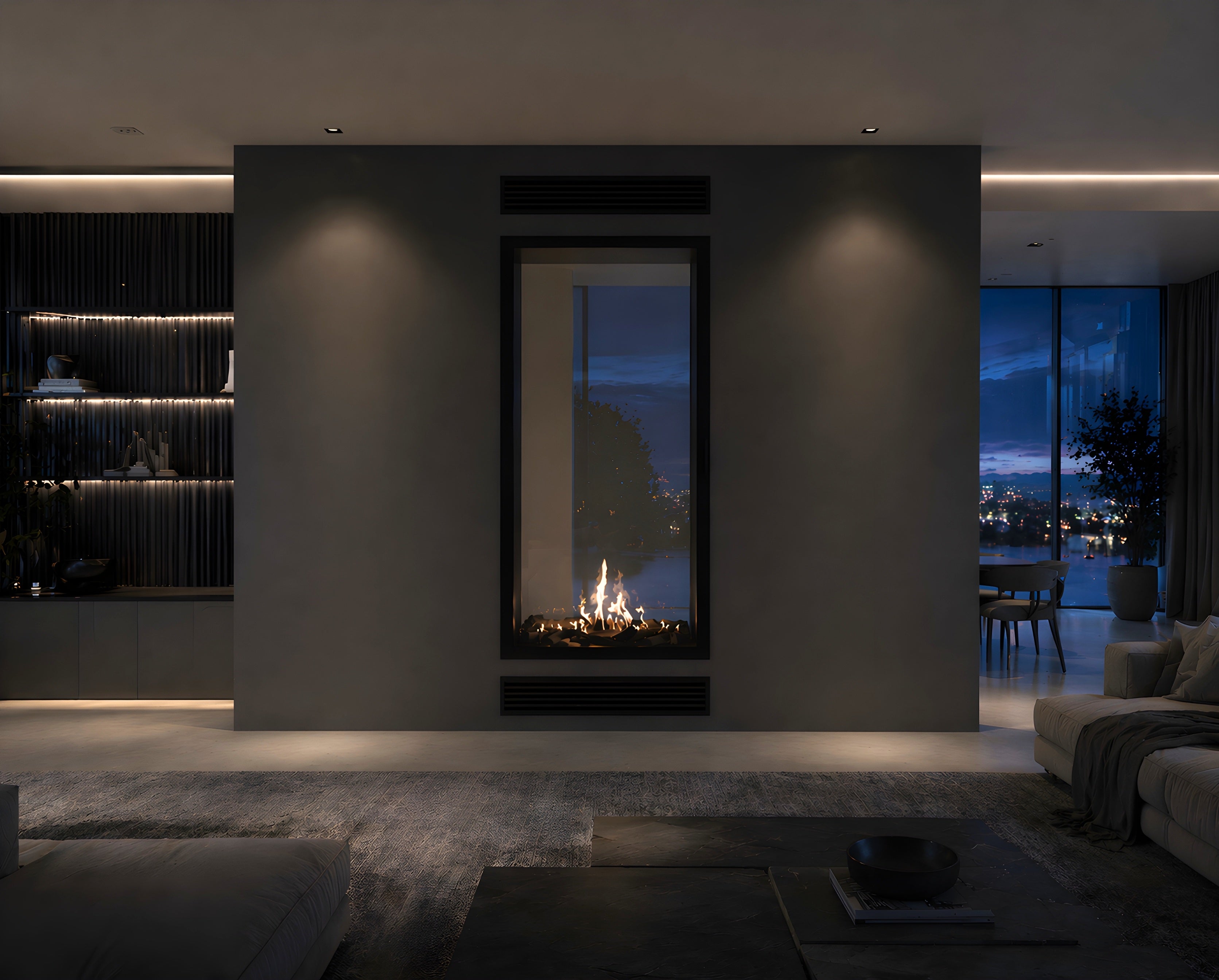 Image of Fame Vertical See-Through Fireplace Full Glass 100 x 180 cm