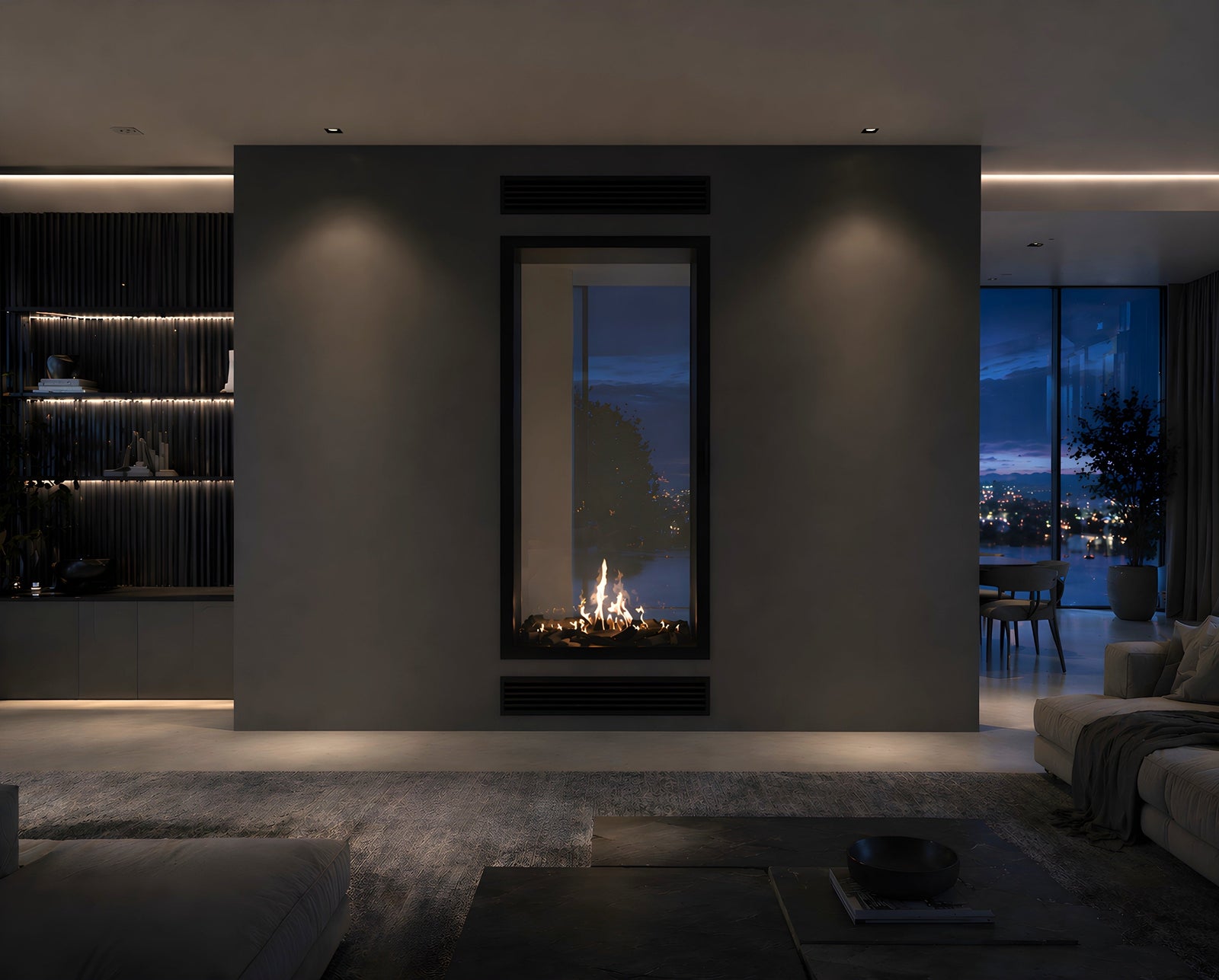 Fame Vertical See-Through Fireplace Full Glass 100 x 180 cm