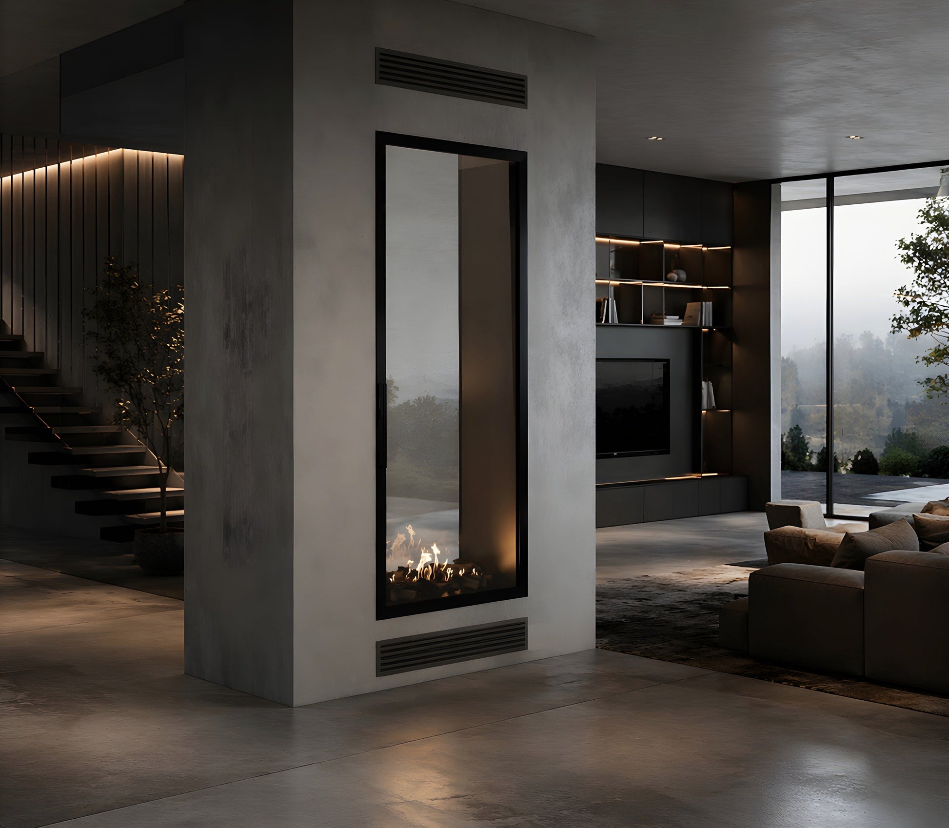 Fame Vertical See-Through Fireplace Full Glass 100 x 140 cm