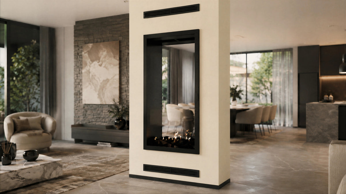 Fame Vertical See-Through Fireplace Full Glass 100 x 120 cm