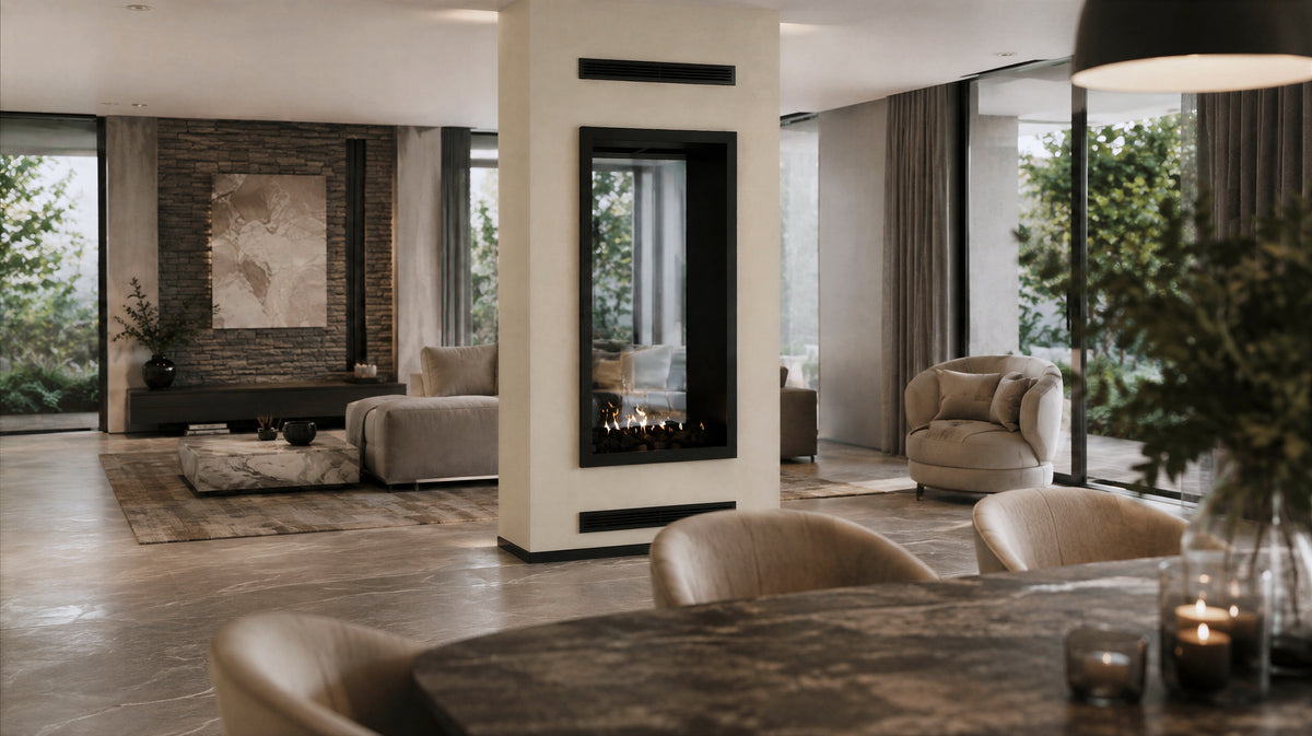 Fame Vertical See-Through Fireplace Full Glass 100 x 120 cm