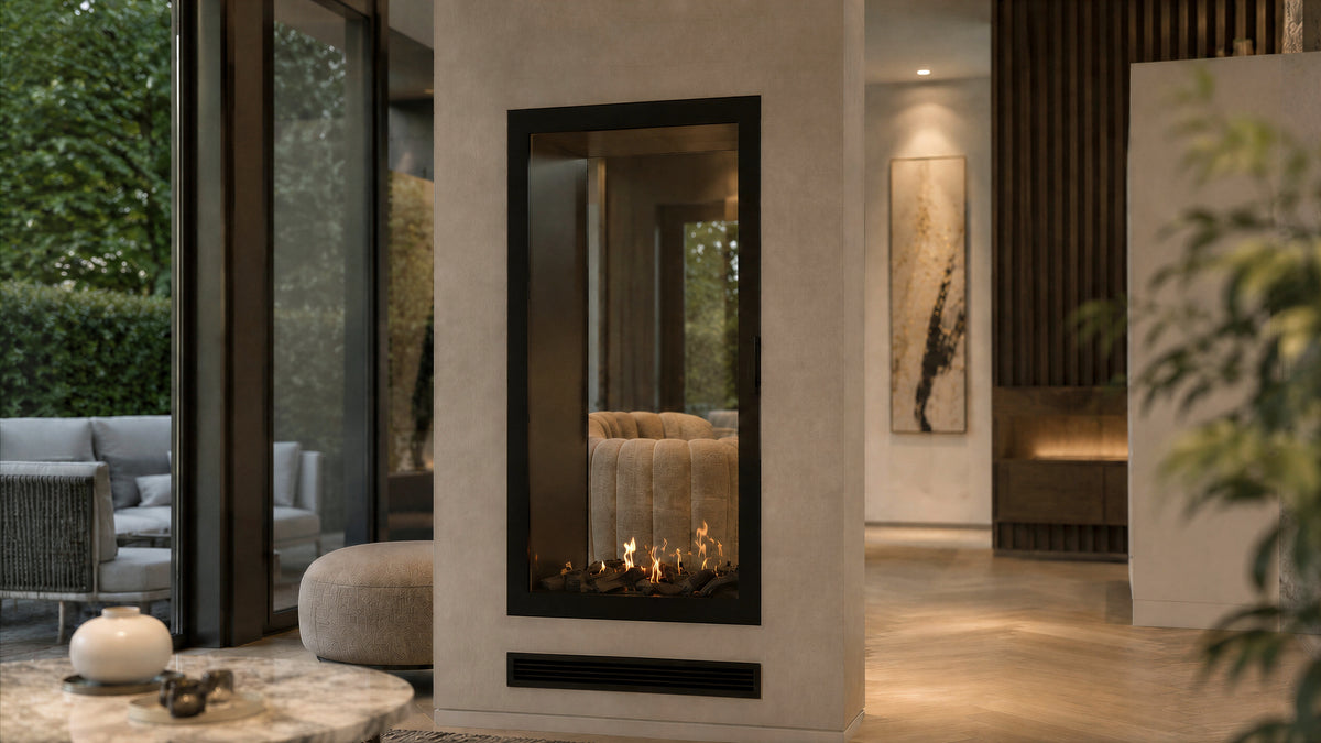 Fame Vertical See-Through Fireplace Full Glass 100 x 140 cm
