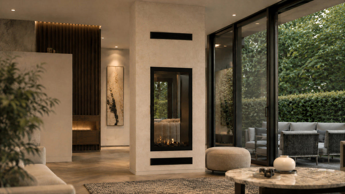Fame Vertical See-Through Fireplace Full Glass 100 x 140 cm