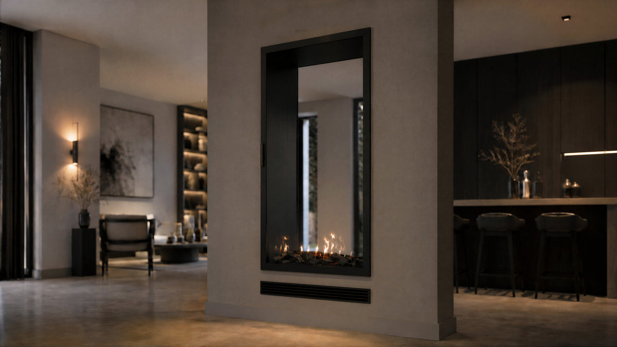 Fame Vertical See-Through Fireplace Full Glass 100 x 180 cm