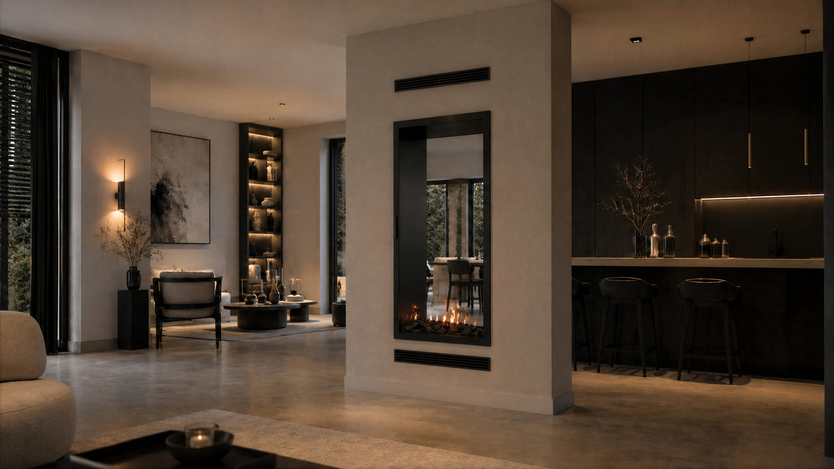 Fame Vertical See-Through Fireplace Full Glass 100 x 180 cm