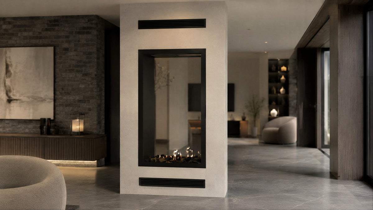 Fame Vertical See-Through Fireplace Full Glass 100 x 200 cm