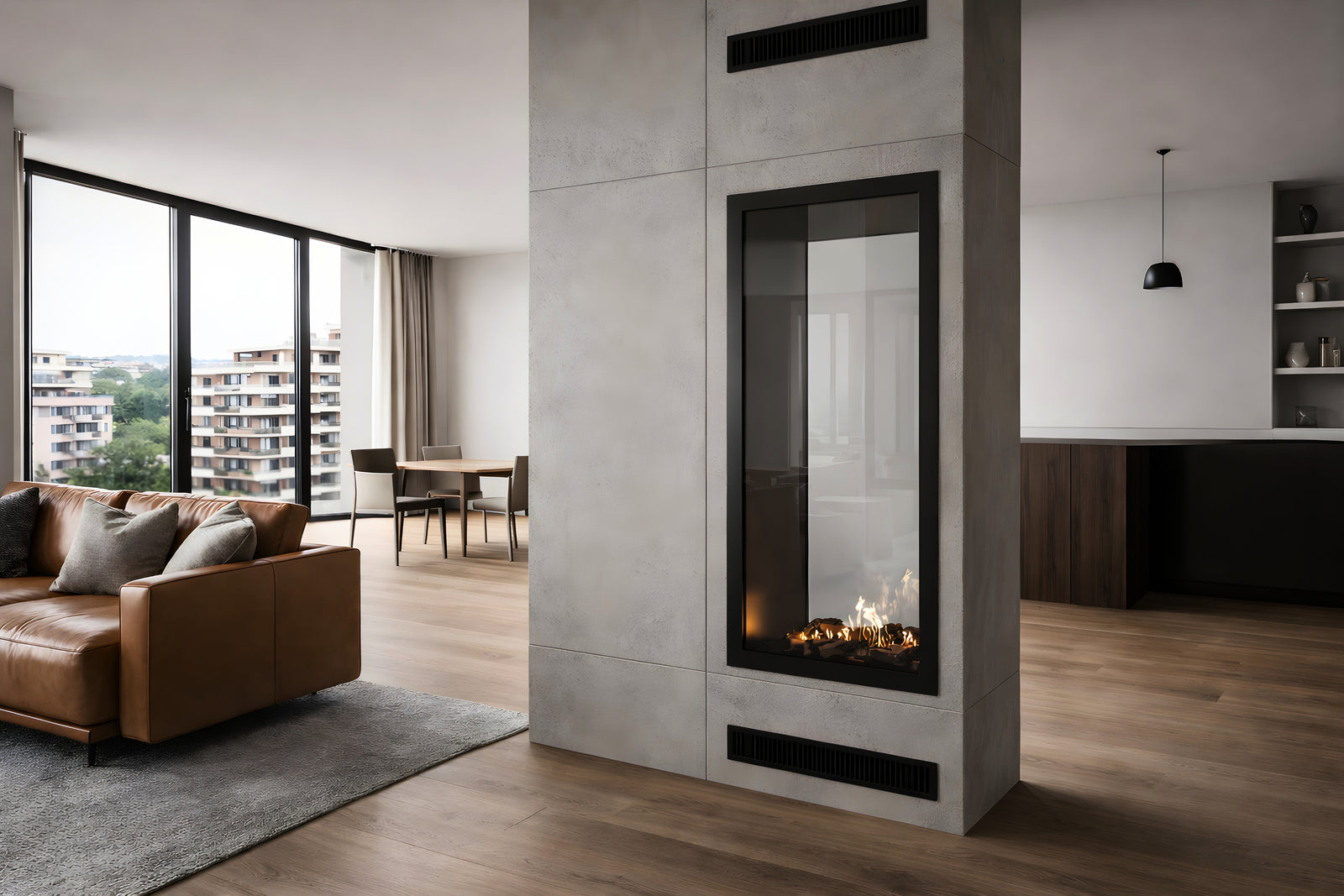 Fame Vertical See-Through Fireplace Full Glass 70 x 100 cm