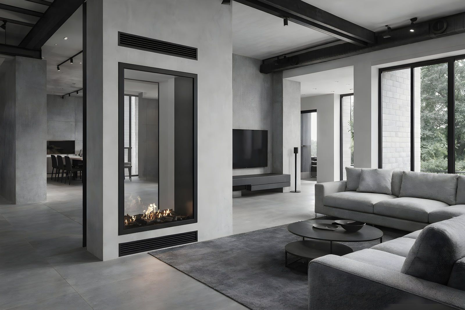 Fame Vertical See-Through Fireplace Full Glass 80 x 100 cm