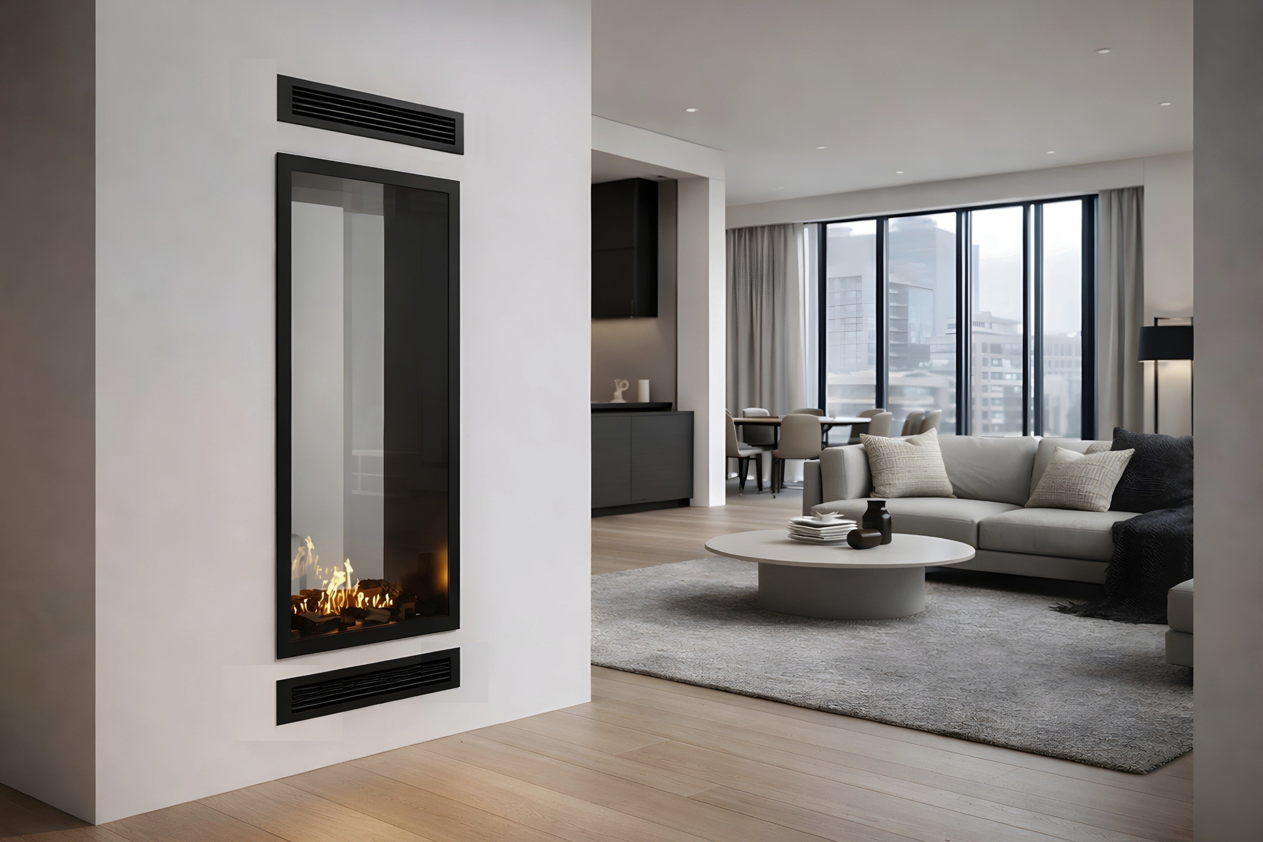 Image of Fame Vertical See-Through Fireplace Full Glass 70 x 200 cm