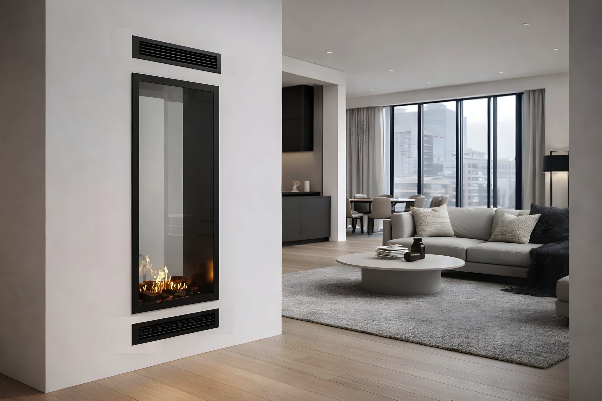 Fame Vertical See-Through Fireplace Full Glass 70 x 200 cm