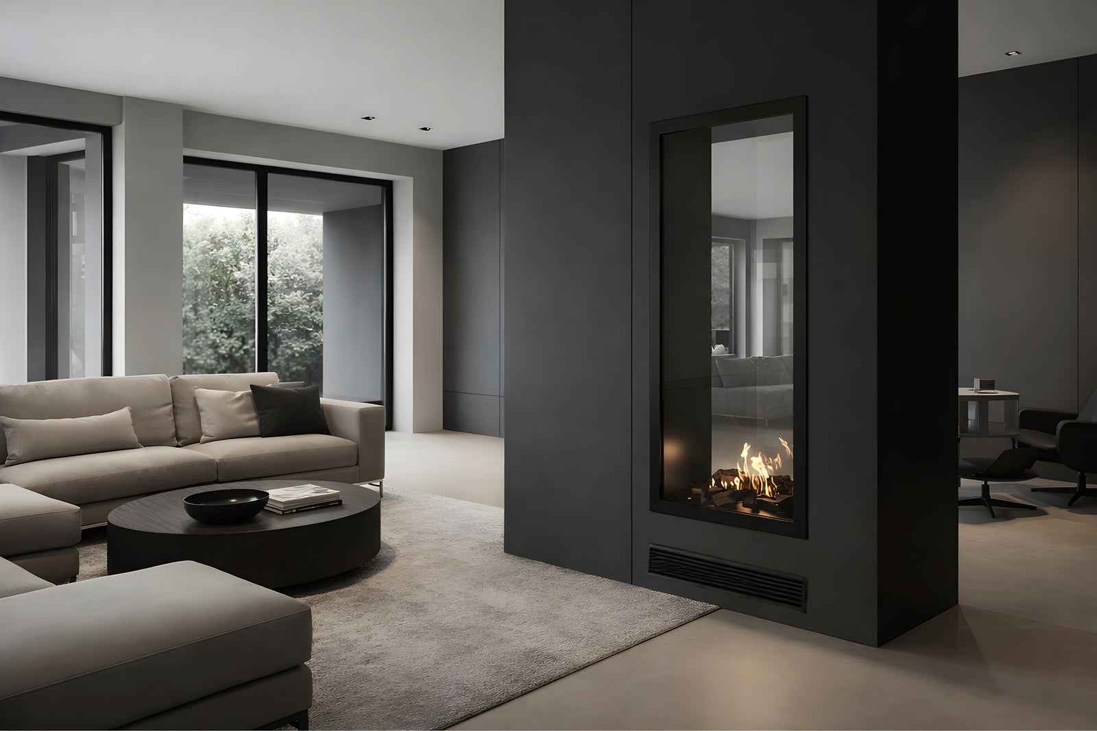 Fame Vertical See-Through Fireplace Full Glass 70 x 100 cm