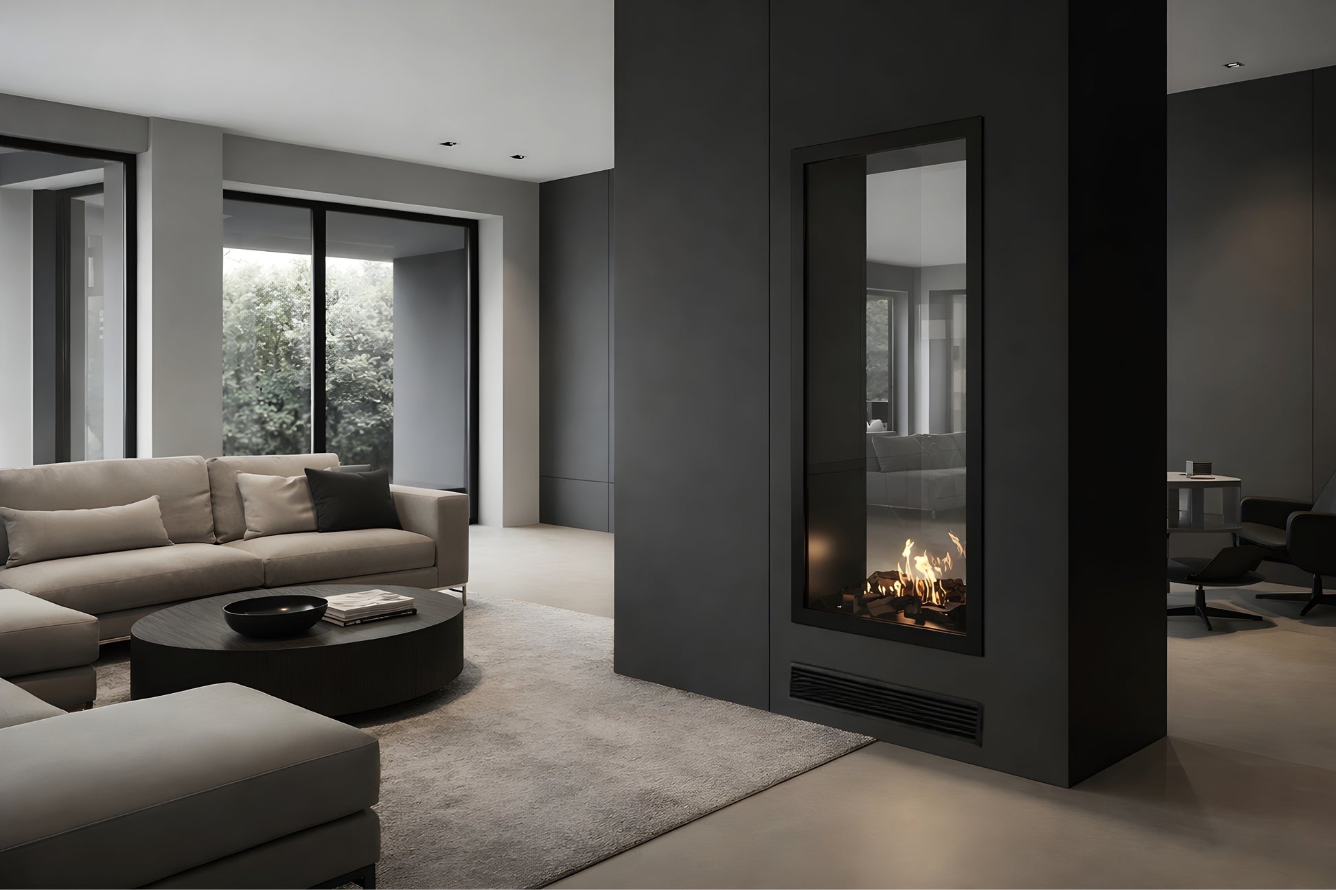 Fame Vertical See-Through Fireplace Full Glass 70 x 200 cm
