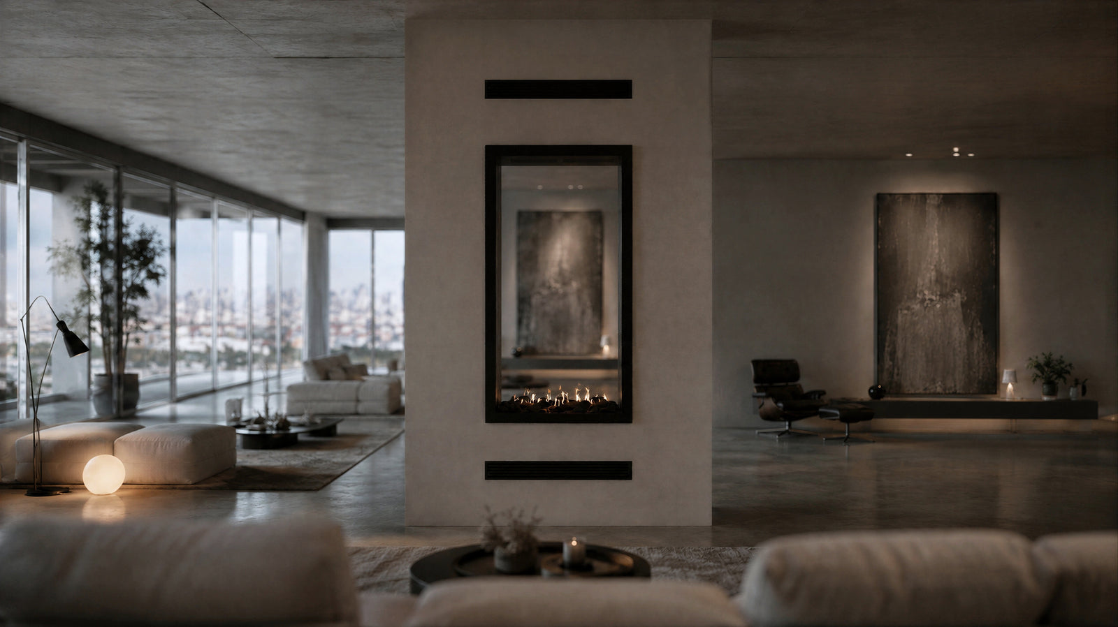 Fame Vertical See-Through Fireplace Full Glass 60 x 200 cm