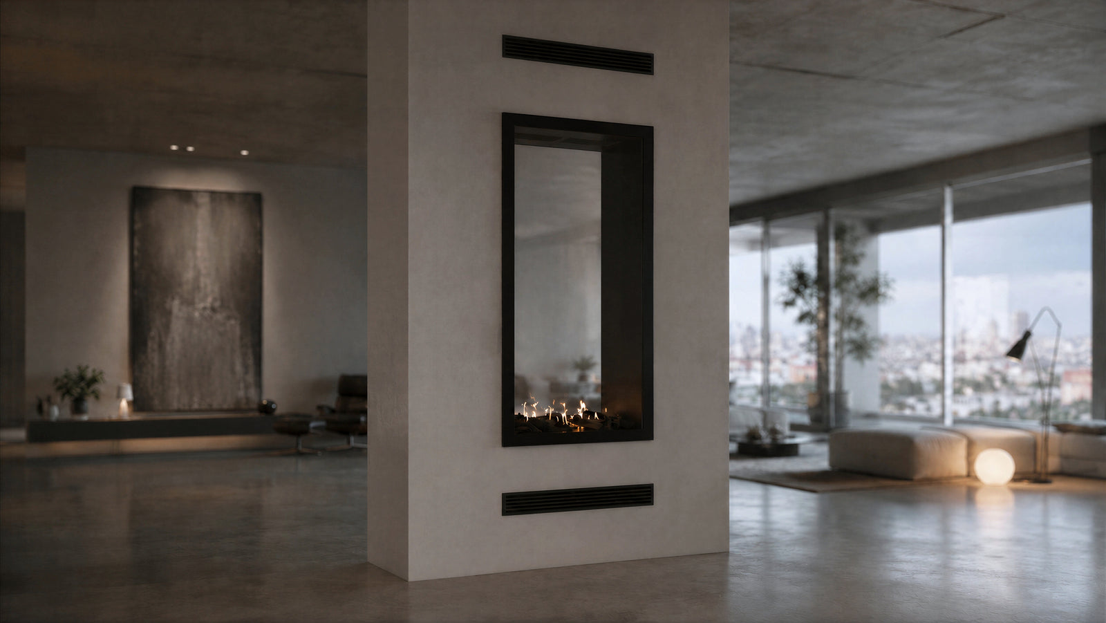 Fame Vertical See-Through Fireplace Full Glass 60 x 200 cm