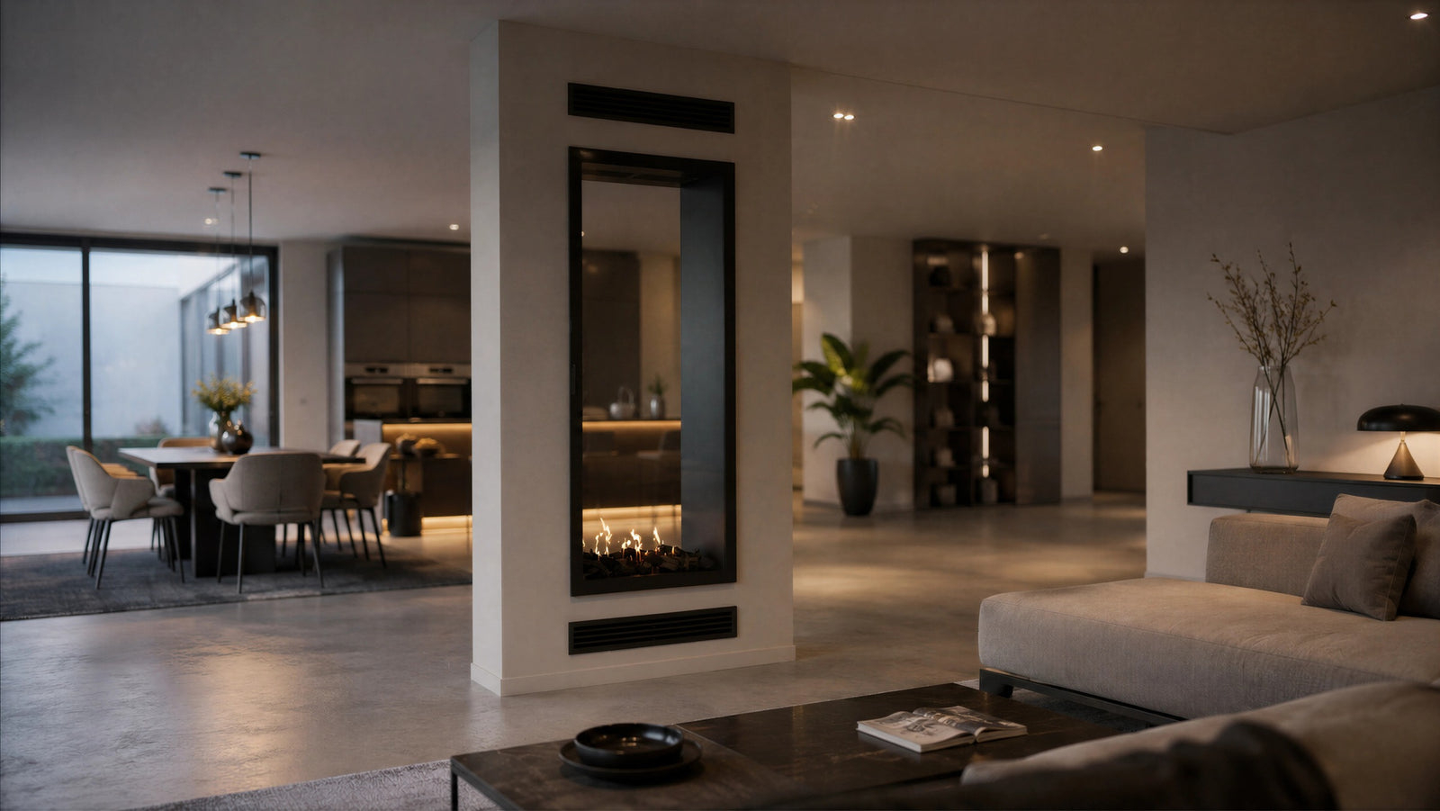 Fame Vertical See-Through Fireplace Full Glass 70 x 180 cm