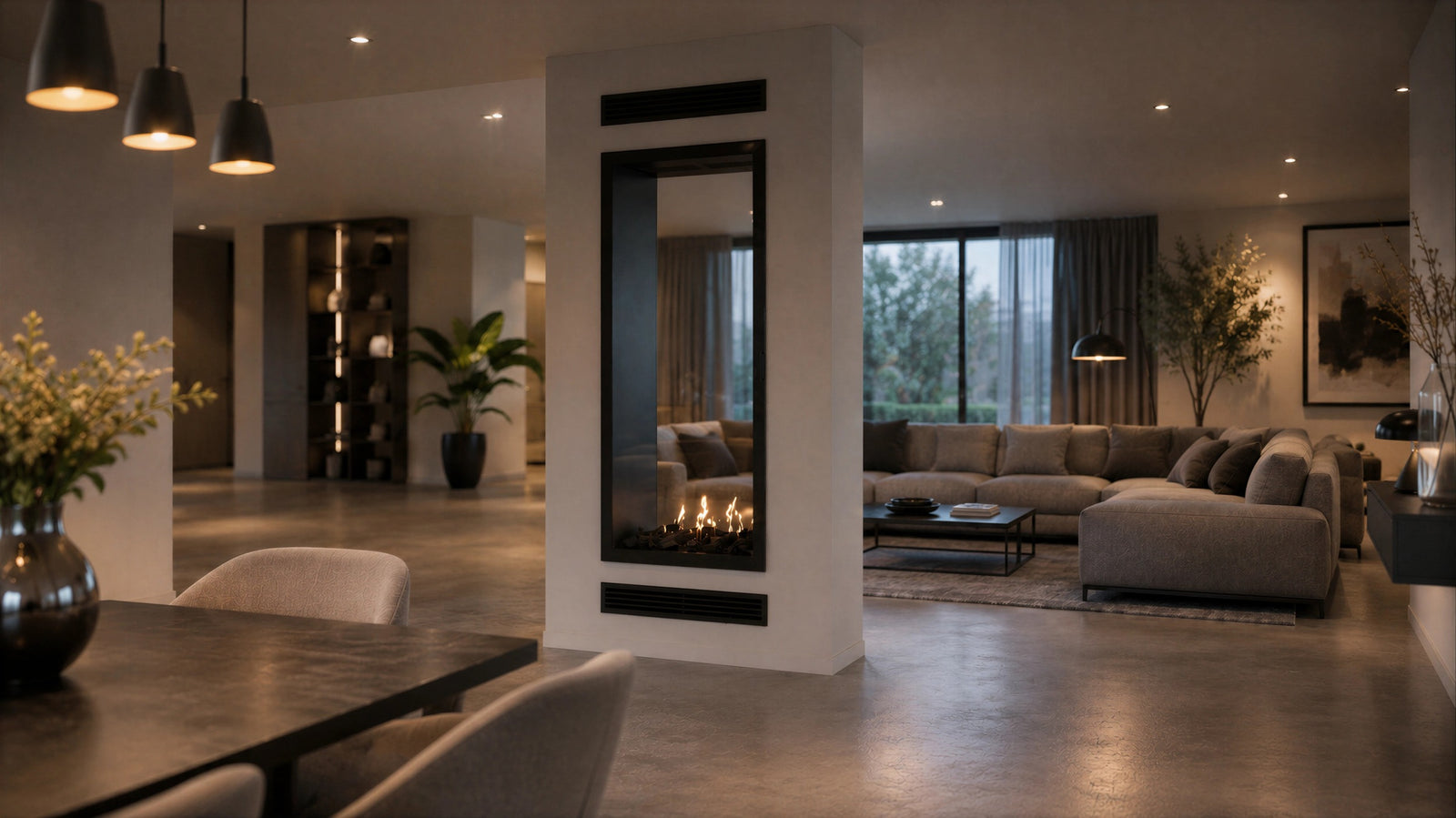Fame Vertical See-Through Fireplace Full Glass 70 x 180 cm