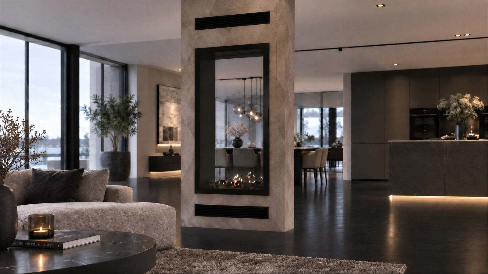 Fame Vertical See-Through Fireplace Full Glass 70 x 200 cm