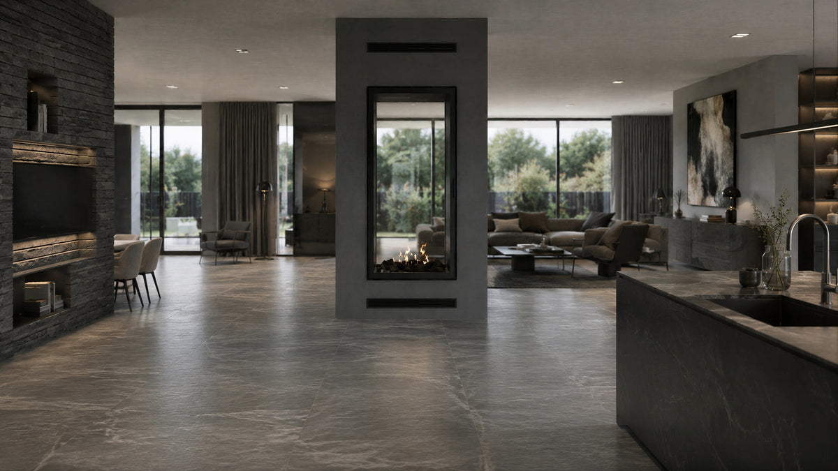 Fame Vertical See-Through Fireplace Full Glass 90 x 100 cm