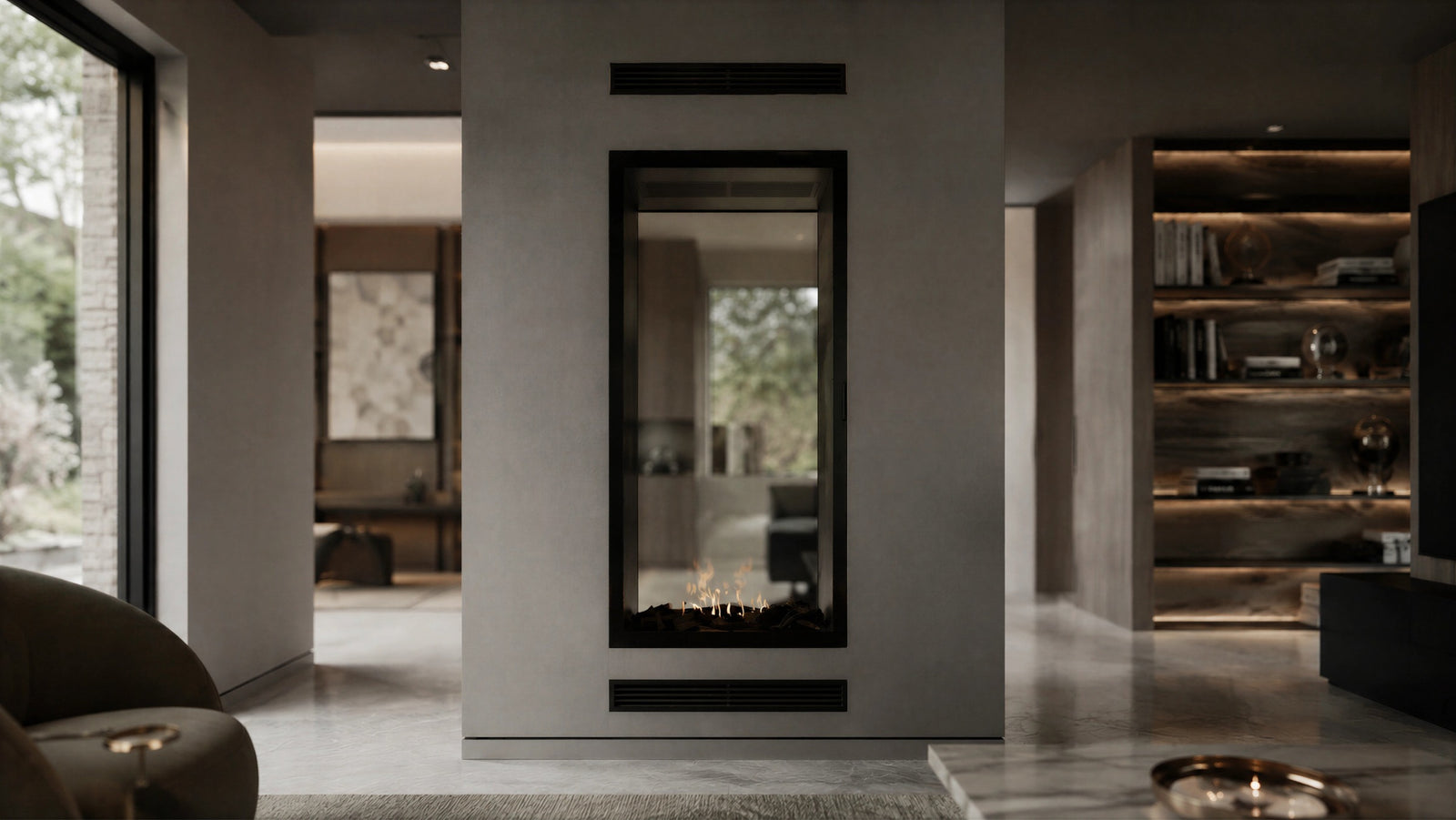 Fame Vertical See-Through Fireplace Full Glass 90 x 120 cm