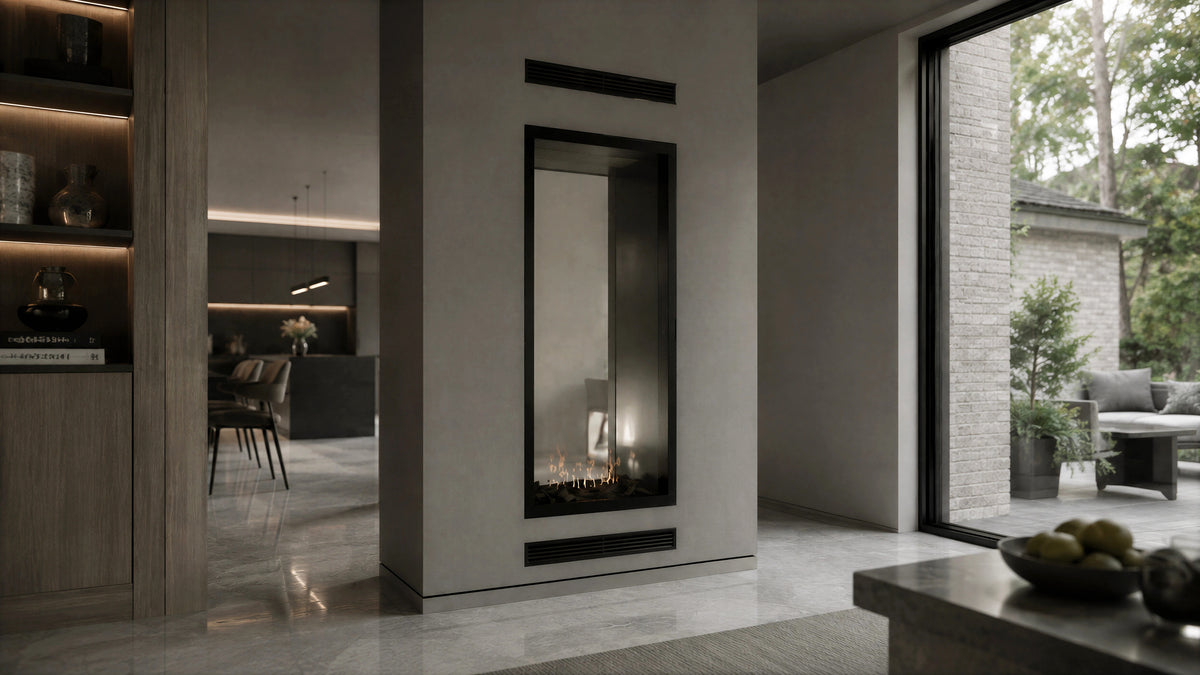 Fame Vertical See-Through Fireplace Full Glass 90 x 120 cm
