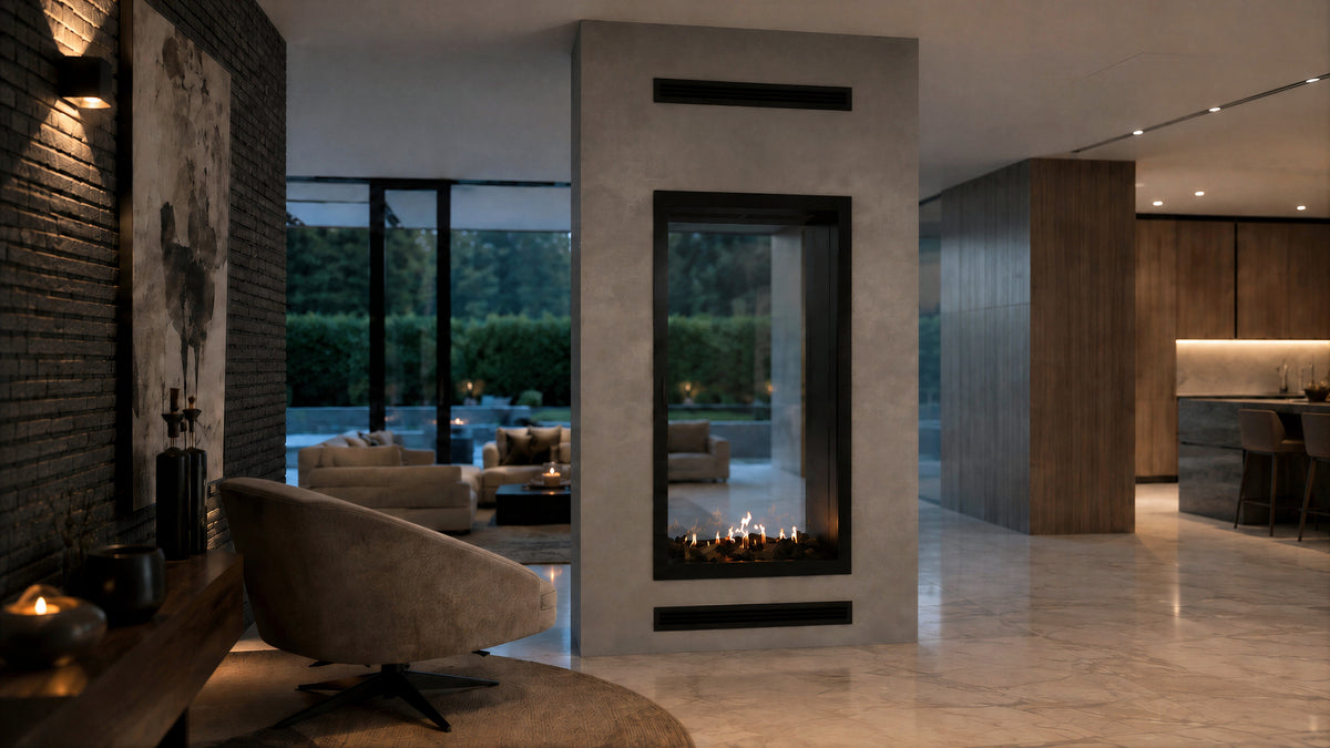 Fame Vertical See-Through Fireplace Full Glass 90 x 140 cm