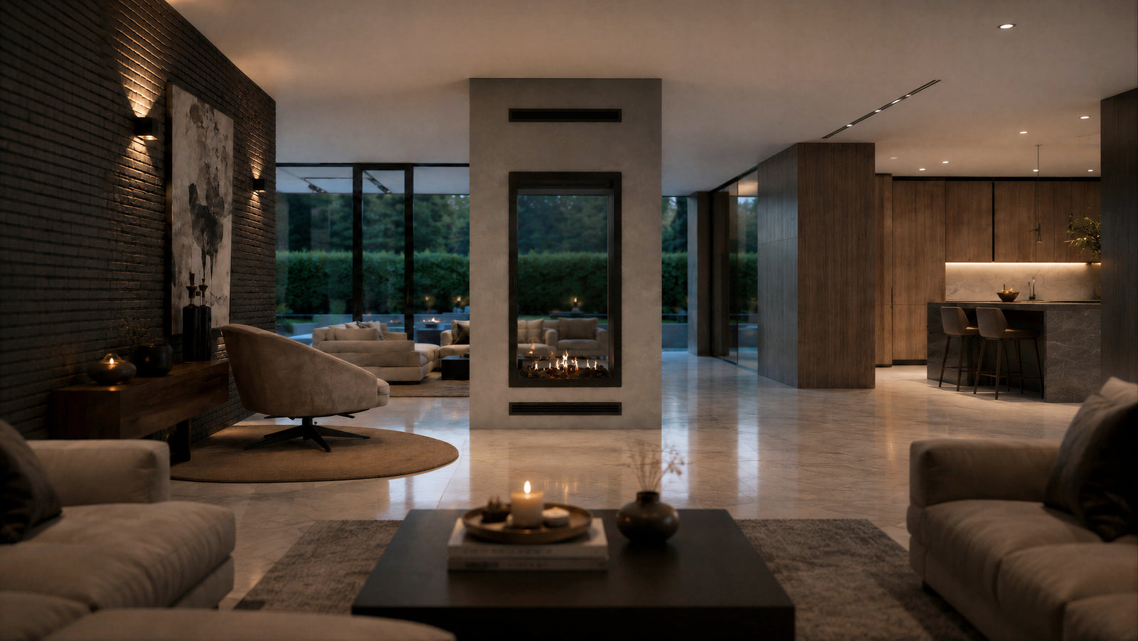 Fame Vertical See-Through Fireplace Full Glass 90 x 140 cm
