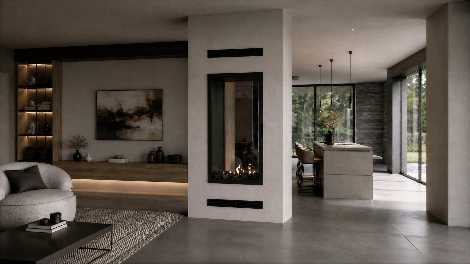 Fame Vertical See-Through Fireplace Full Glass 90 x 160 cm