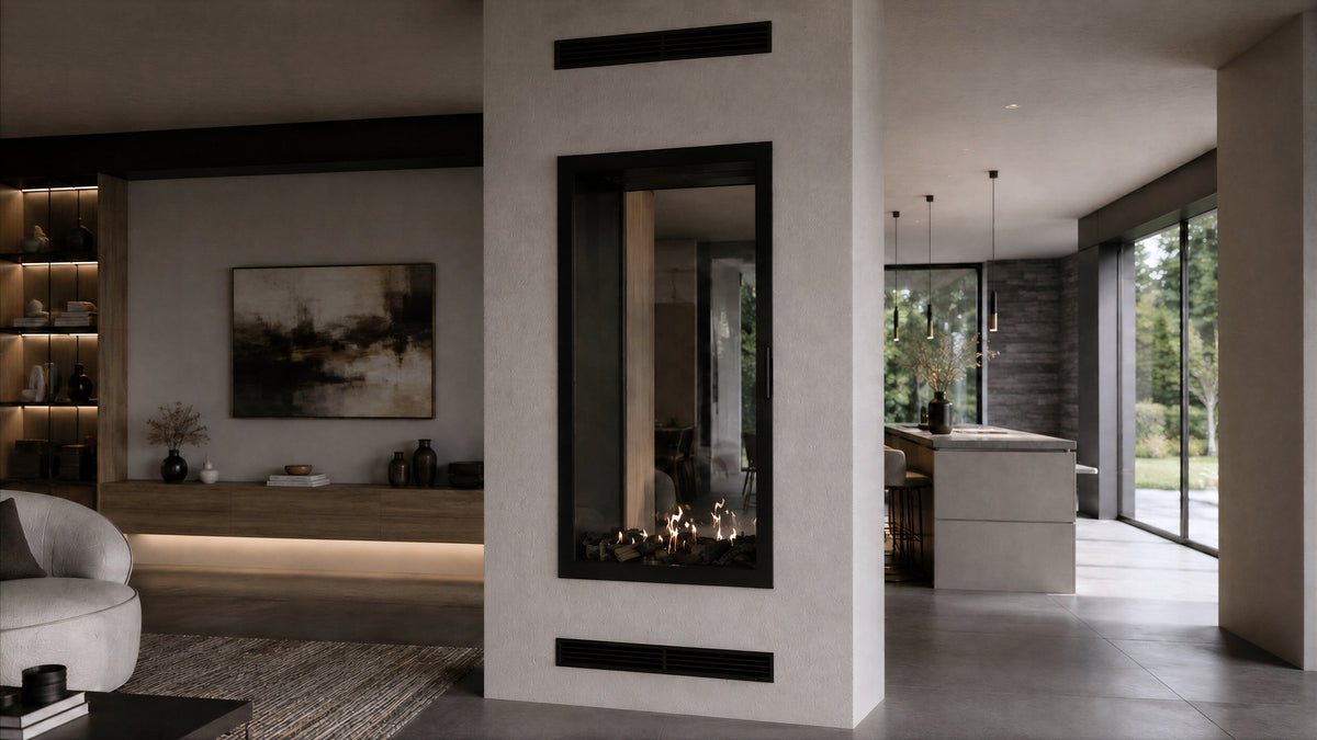 Fame Vertical See-Through Fireplace Full Glass 90 x 160 cm