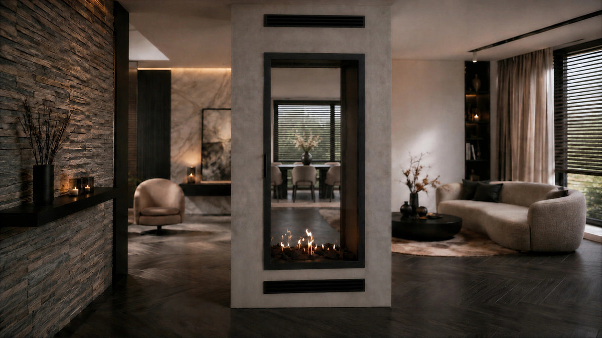 Fame Vertical See-Through Fireplace Full Glass 90 x 200 cm