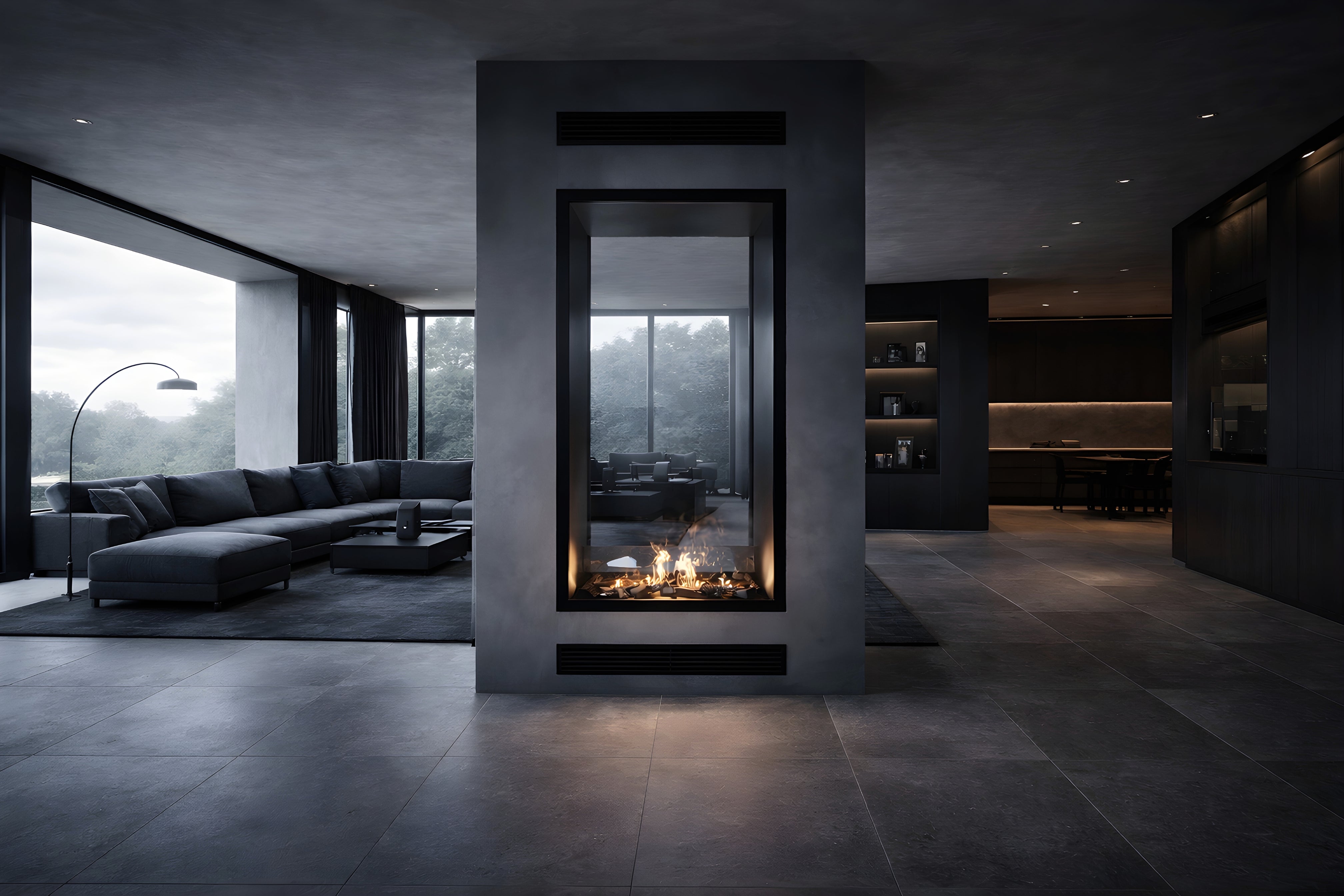 Image of Fame Vertical See-Through Fireplace Full Glass 90 x 120 cm