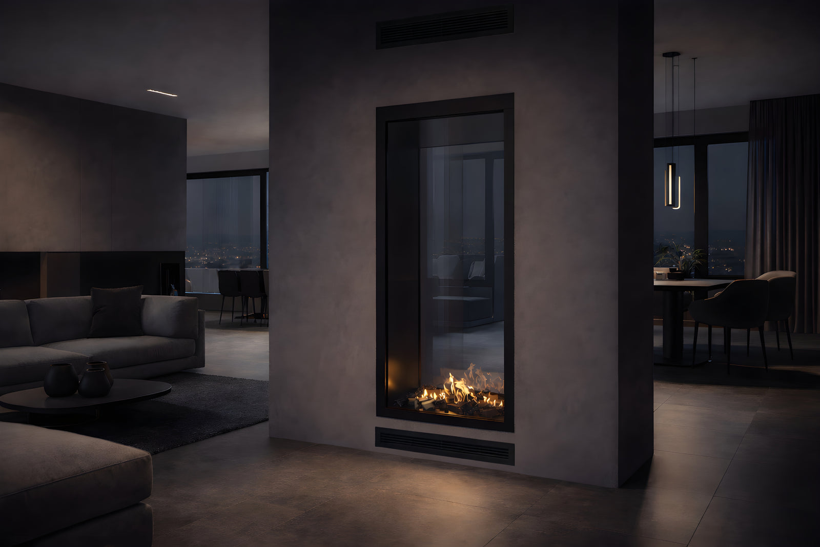 Fame Vertical See-Through Fireplace Full Glass 90 x 180 cm