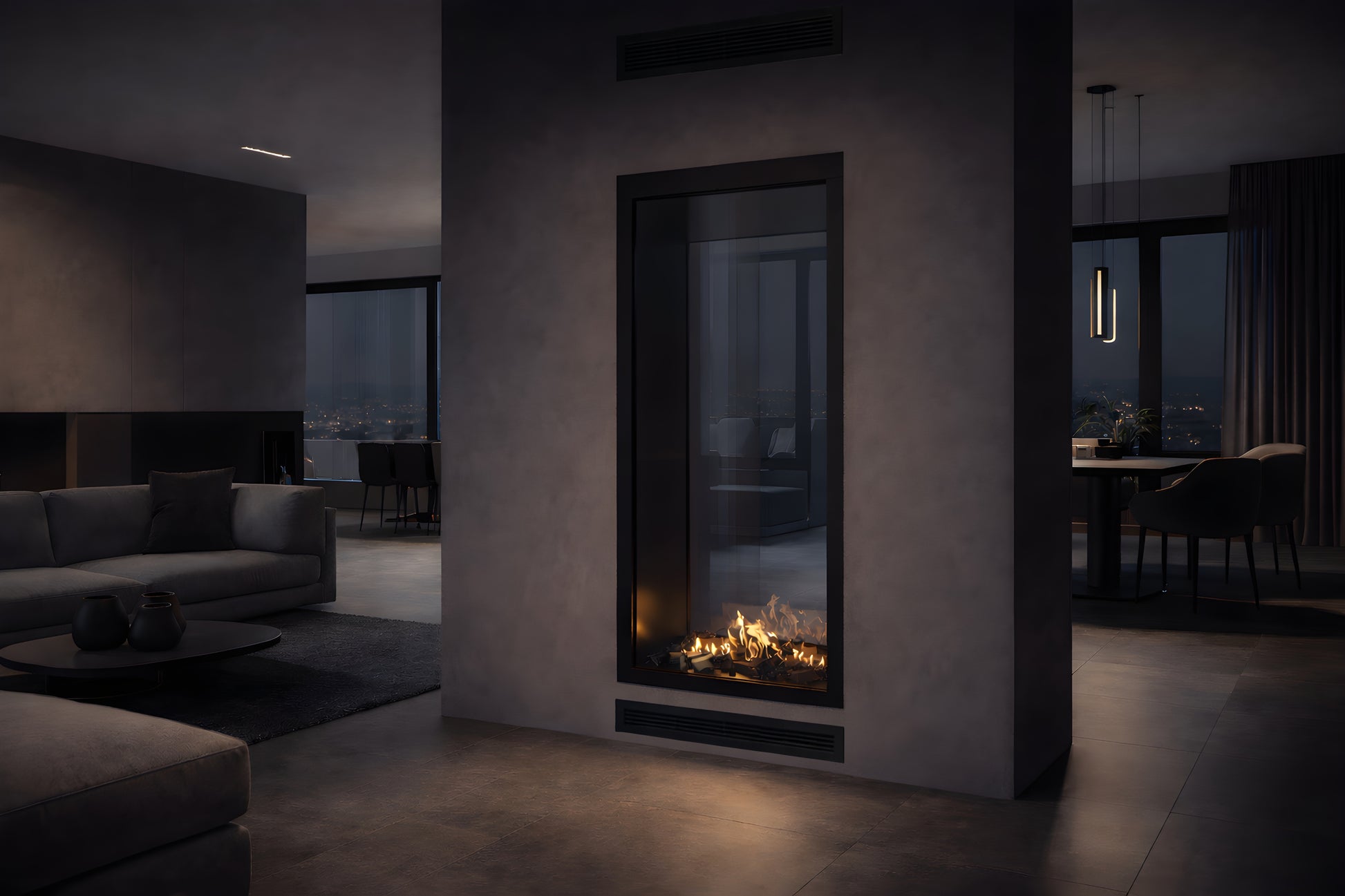 Fame Vertical See-Through Fireplace Full Glass 90 x 120 cm