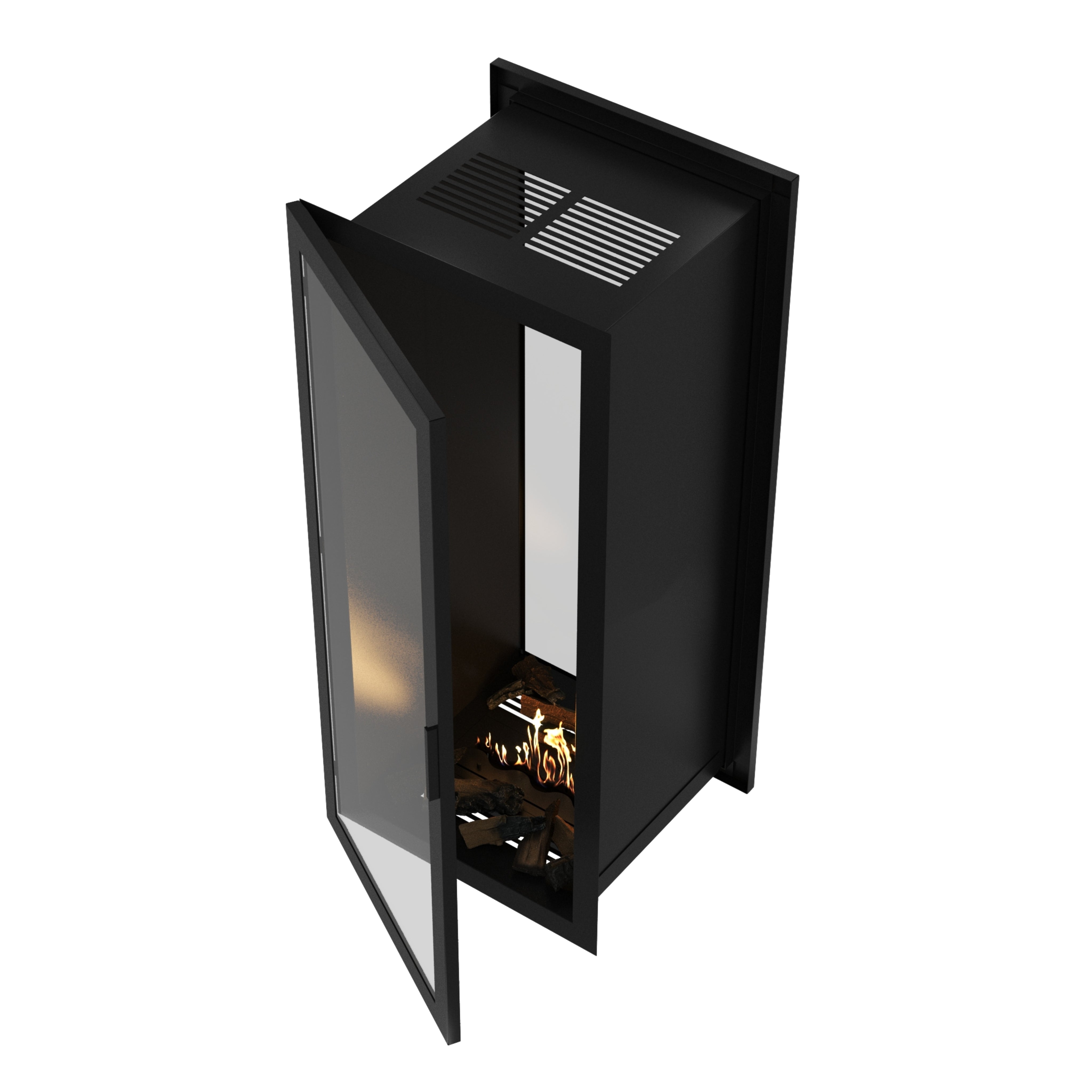Image of Fame Vertical See-Through Fireplace Full Glass 90 x 120 cm