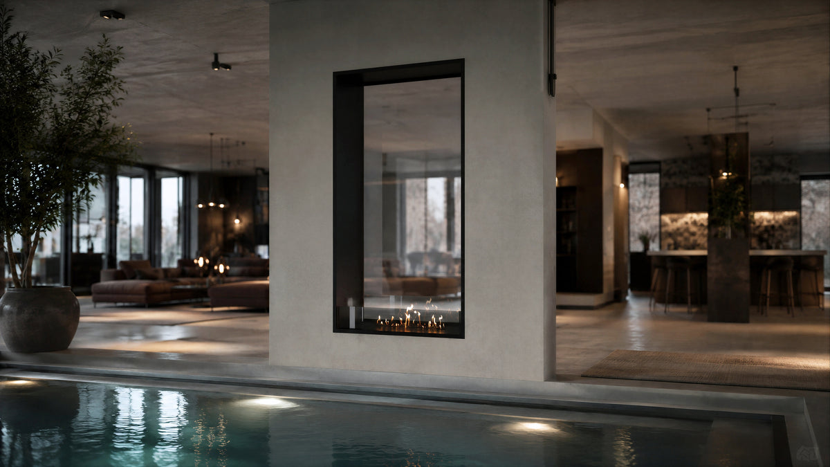 Fame Vertical See-through Fireplace Single Full Glass 100 x 180 cm