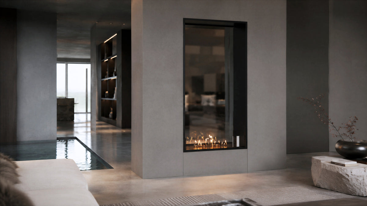 Fame Vertical See-through Fireplace Single Full Glass 100 x 160 cm