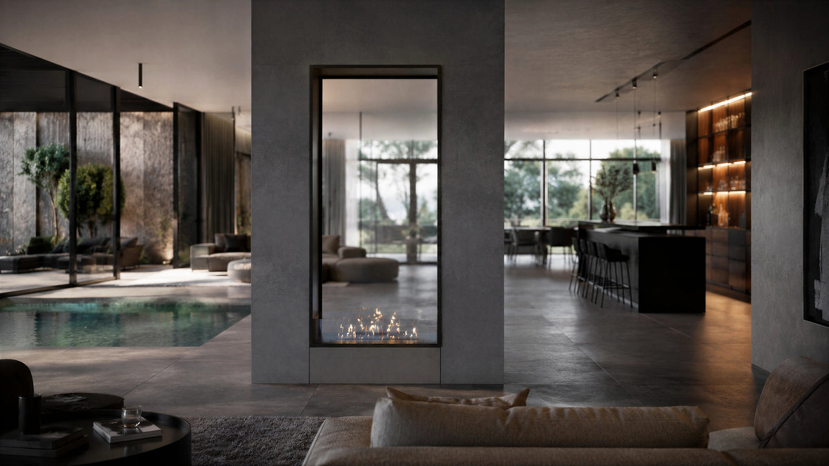 Fame Vertical See-through Fireplace Single Full Glass 100 x 140 cm