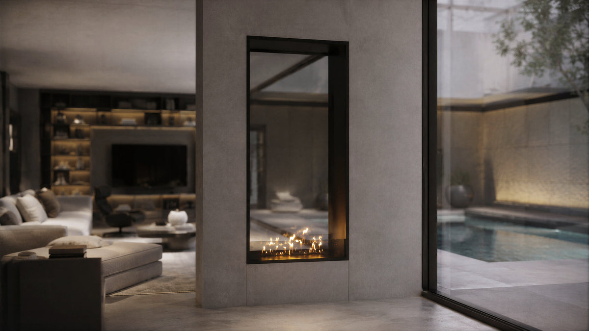 Fame Vertical See-through Fireplace Single Full Glass 100 x 120 cm