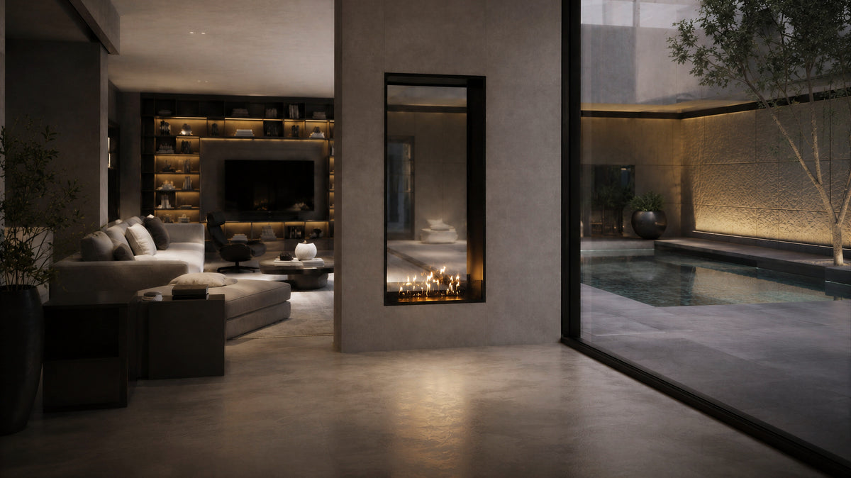 Fame Vertical See-through Fireplace Single Full Glass 100 x 120 cm