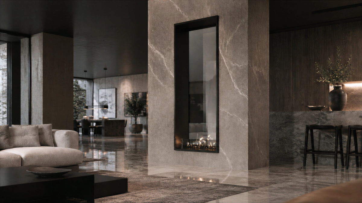 Fame Vertical See-Through Fireplace Single Full Glass 60 x 180 cm