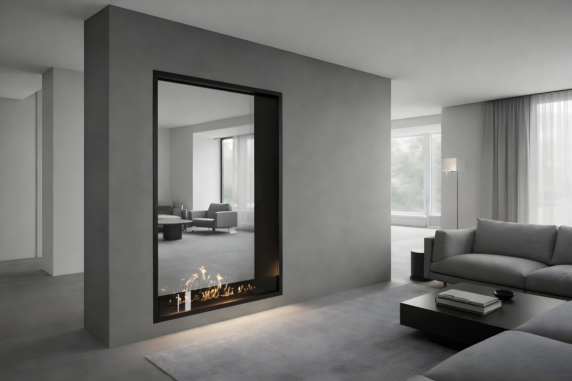 Fame Vertical See-through Fireplace Single Full Glass 100 x 100 cm