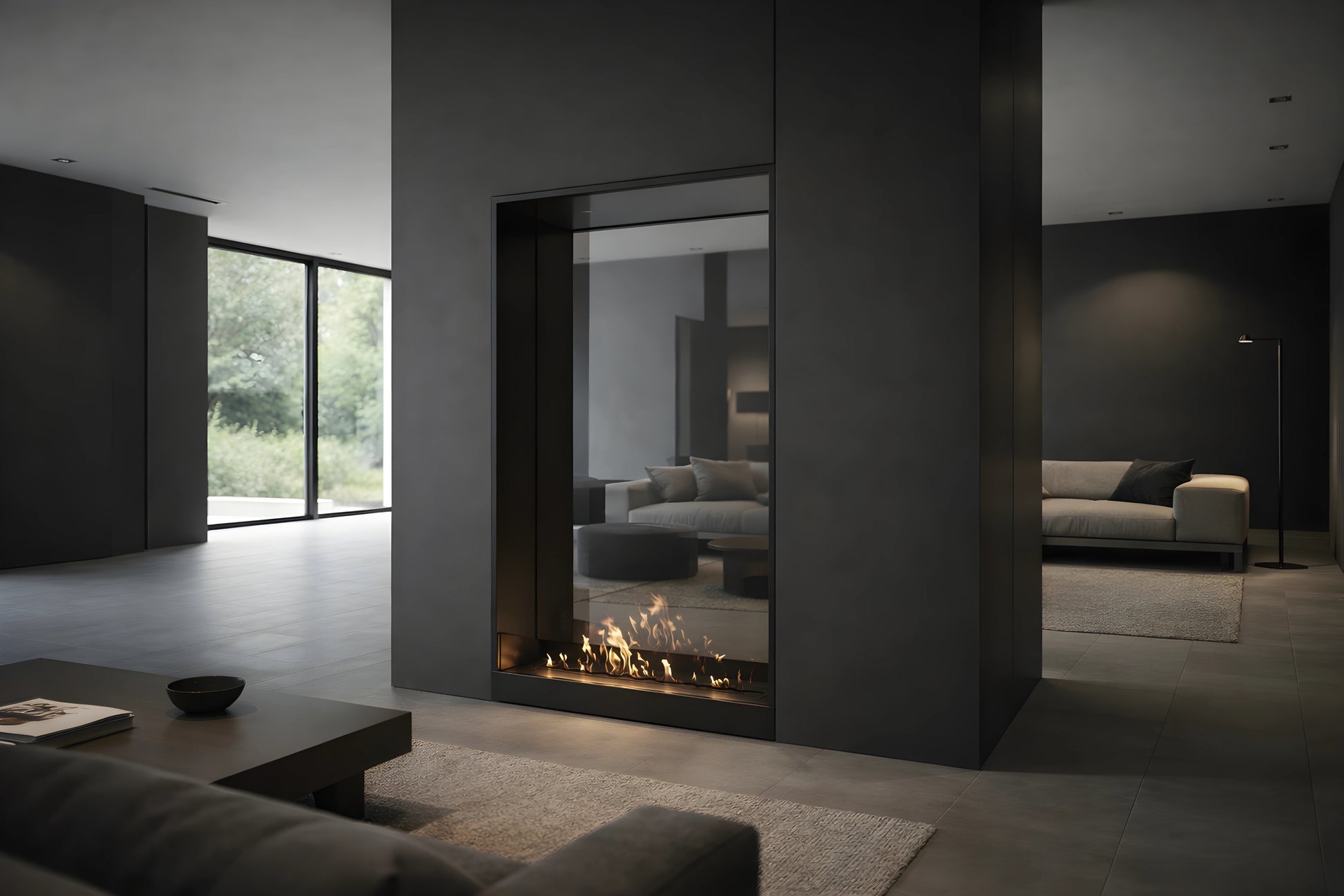 Fame Vertical See-through Fireplace Single Full Glass 100 x 100 cm