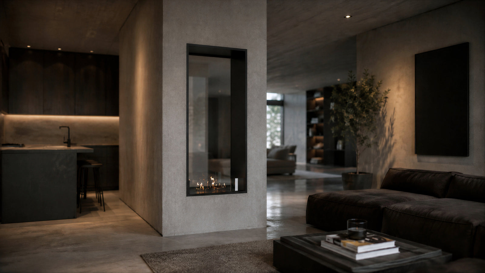 Fame Vertical See-Through Fireplace Single Full Glass 60 x 100 cm