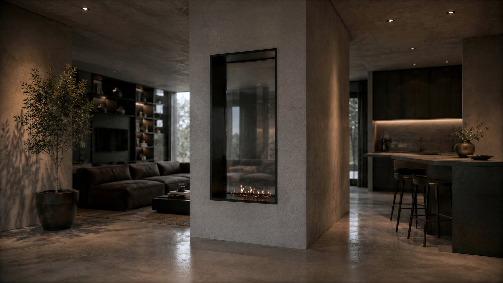 Fame Vertical See-Through Fireplace Single Full Glass 60 x 100 cm