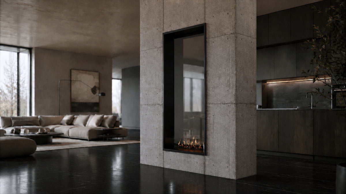 Fame Vertical See-through Fireplace Single Full Glass 60 x 120 cm