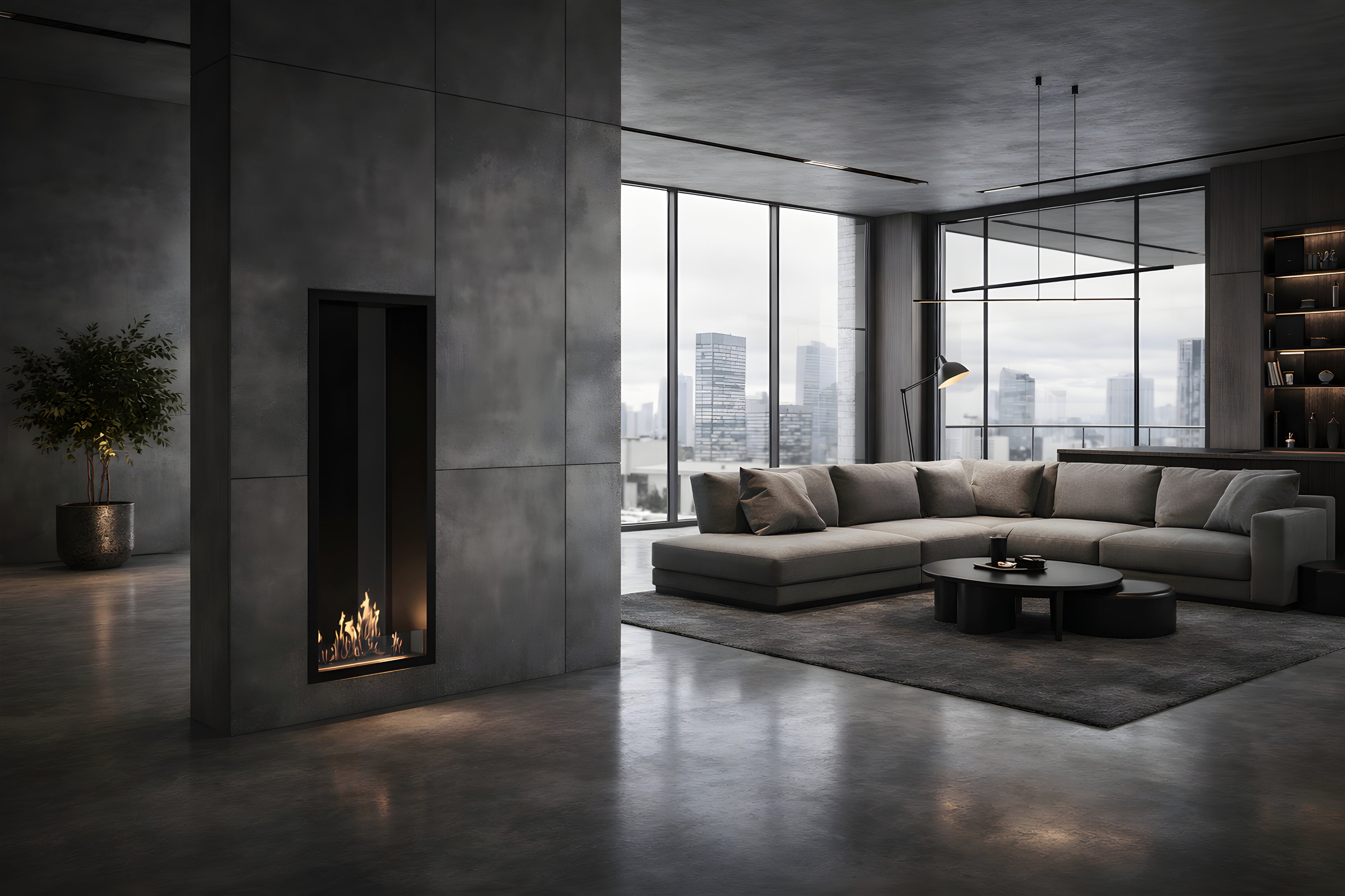Image of Fame Vertical See-Through Fireplace Single Full Glass 60 x 160 cm