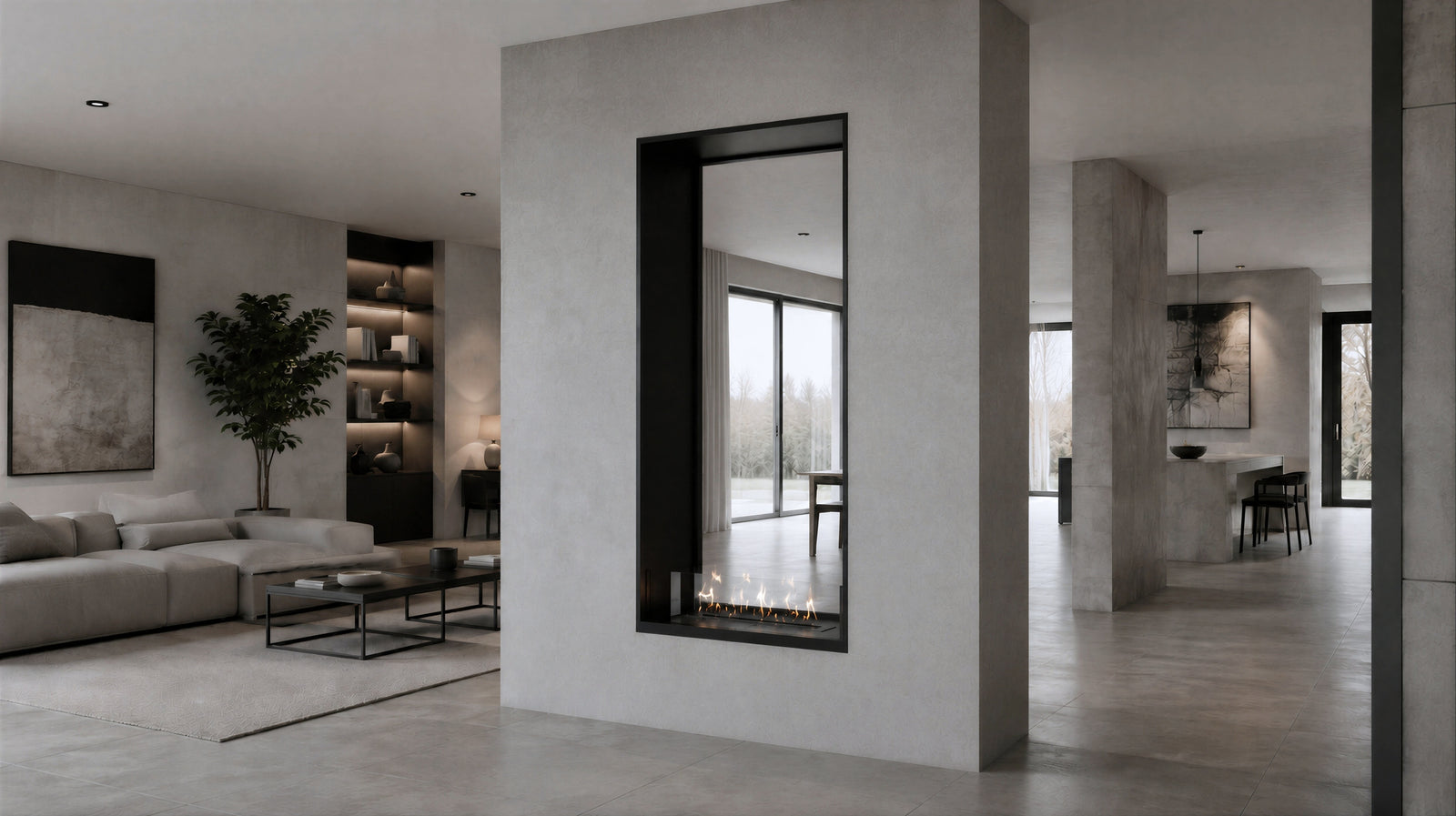 Fame Vertical See-Through Fireplace Single Full Glass 60 x 200 cm