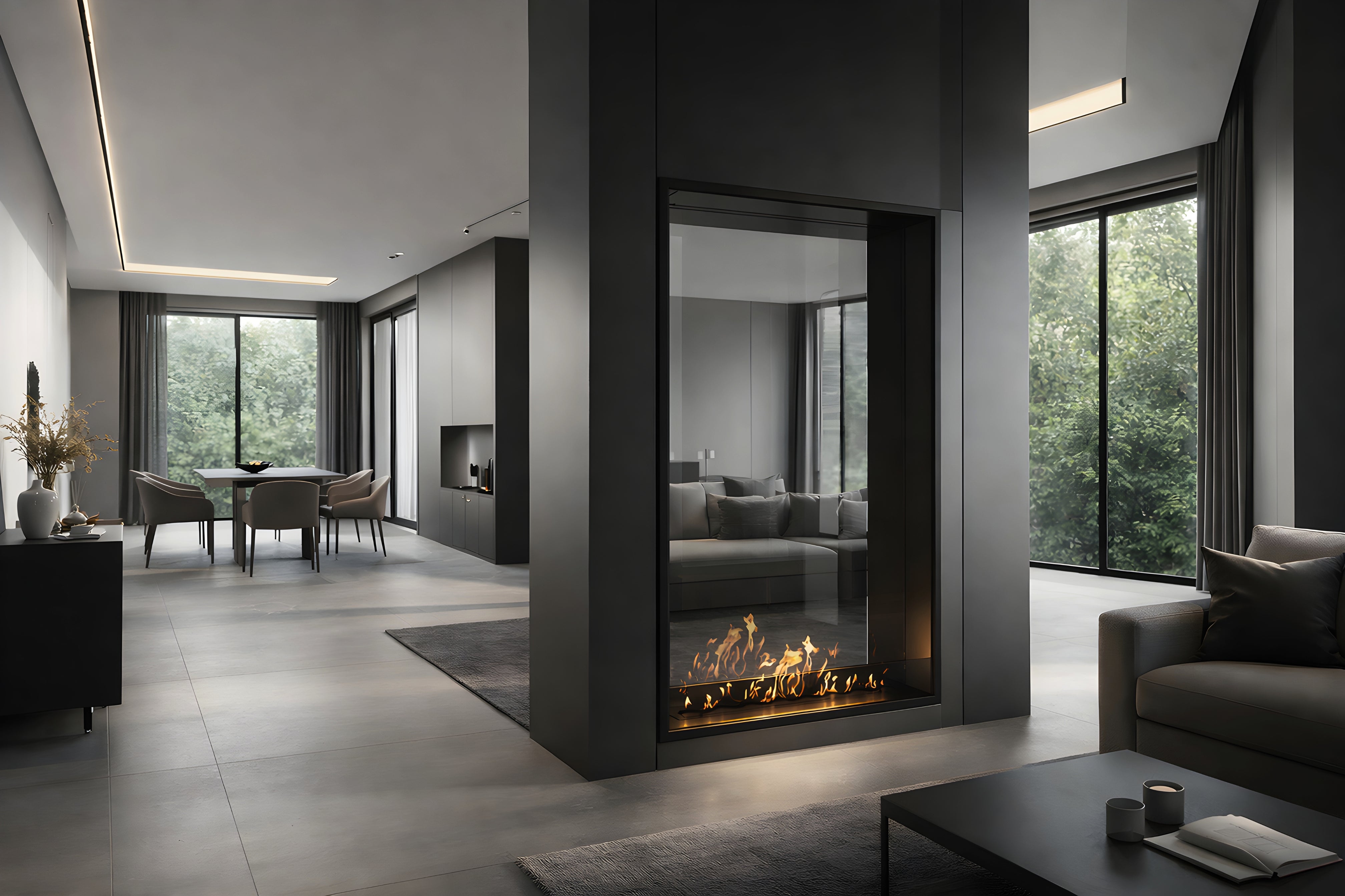Image of Fame Vertical See-through Fireplace Single Full Glass 100 x 100 cm